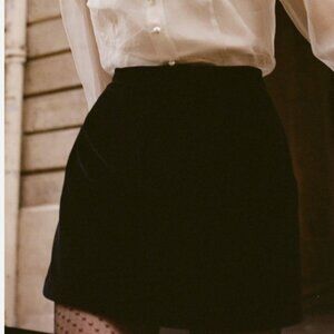 Doen Heirloom Filipa Velvet Bow mini skirt in black size 6
